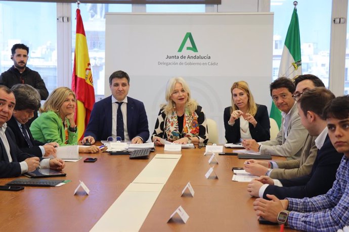 La delegada del Gobierno de la Junta de Andalucía en Cádiz, Mercedes Colombo, preside la constitución de la Comisión de Participación del los Fondos de Transición Justa de la provincia de Cádiz.