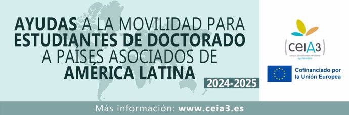 Imagen promocional de las nuevas ayudas de movilidad del ceiA3 para estudiantes de Doctorado a países hispanoamericanos.