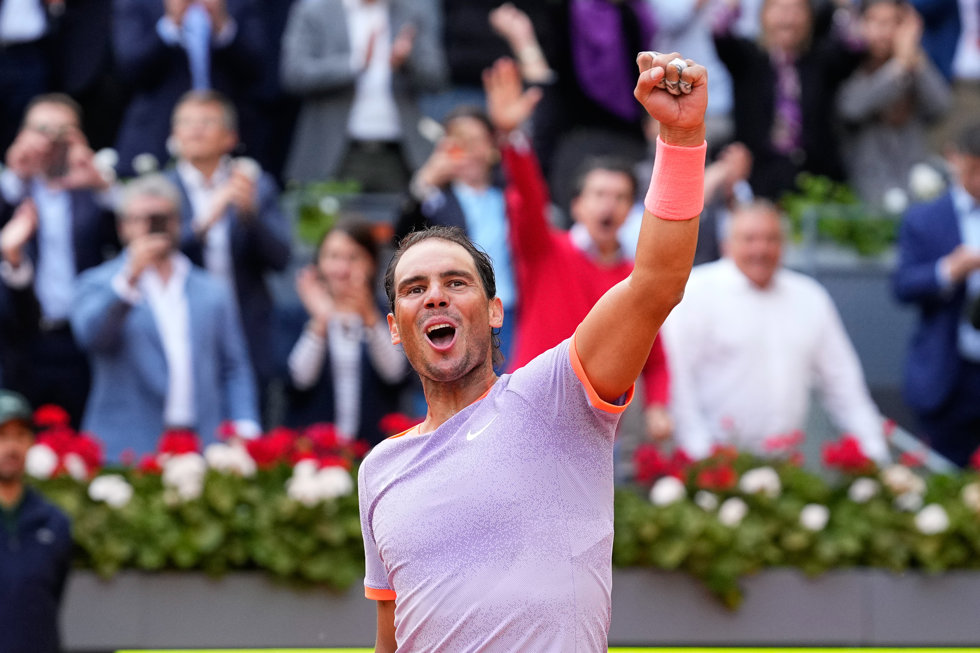 Rafa Nadal celebra su victoria en el Mutua Madrid Open 2024