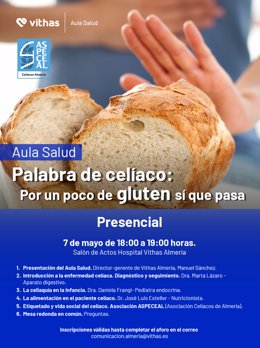 La sesión divulgativa de este Aula Salud se celebrará el próximo martes 7 de mayo.