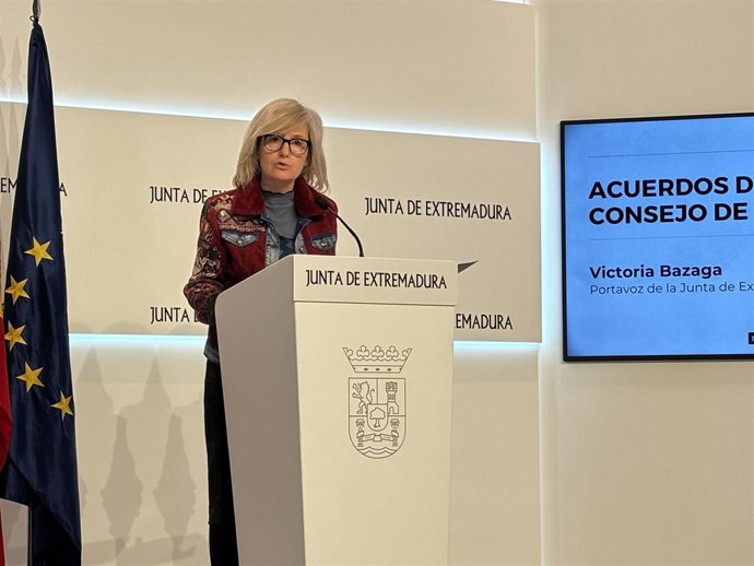 Archivo - La portavoz de la Junta de Extremadura, Victoria Bazaga, en una imagen de archivo