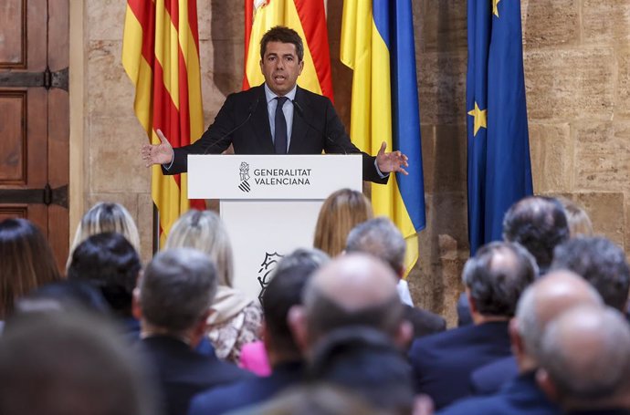 El president de la Generalitat, Carlos Mazón, intervé durant un acte