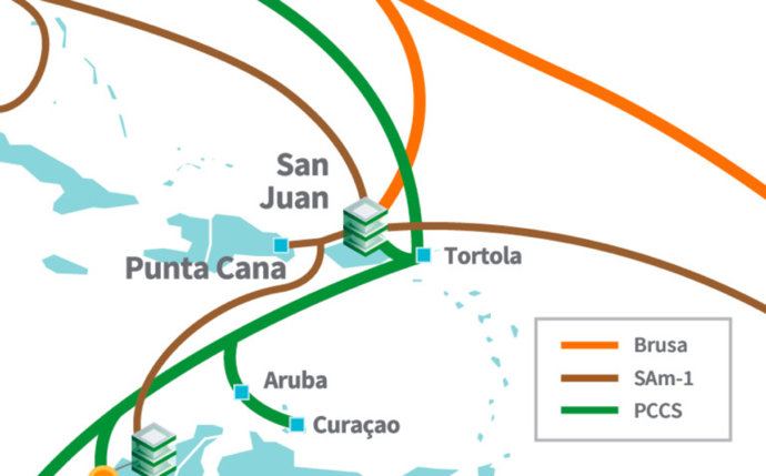 Archivo - Imagen parcial de la red de cables submarinos de Telxius