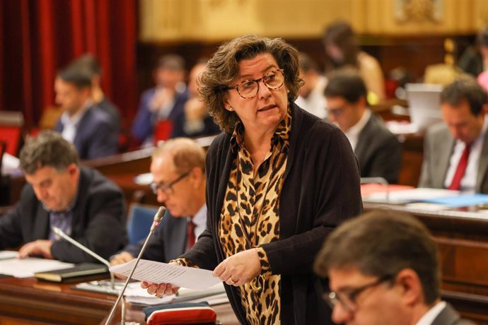 Archivo - La consellera de Familias y Asuntos Sociales, Catalina Cirer, interviene durante un pleno en el Parlament balear.
