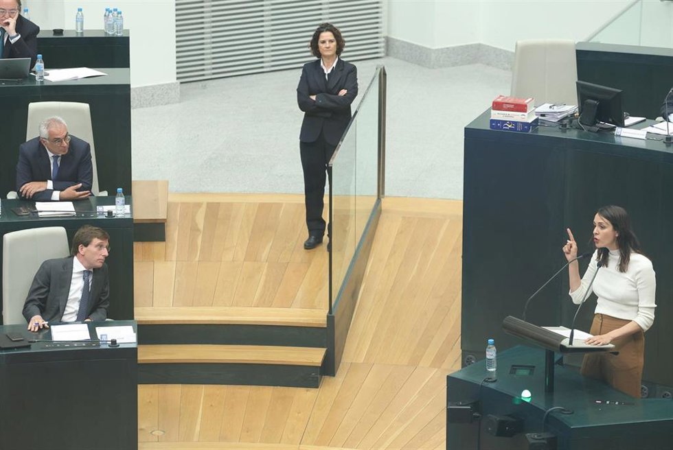 La portavoz de Más Madrid en el Ayuntamiento, Rita Maestre,  interviene durante una sesión ordinaria del Pleno del Ayuntamiento, en el Palacio de Cibeles, a 30 de abril de 2024, en Madrid (España). 