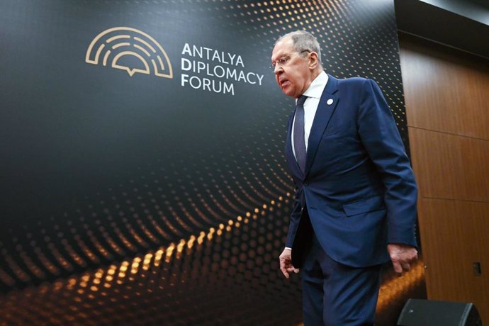 Archivo - ANTALYA (T?RKIYE), March 1, 2024  -- Russian Foreign Minister Sergey Lavrov attends the Antalya Diplomacy Forum in Antalya, Trkiye, on March 1, 2024. Lavrov on Friday said the French president didn't misspeak over the possibility of NATO sendi
