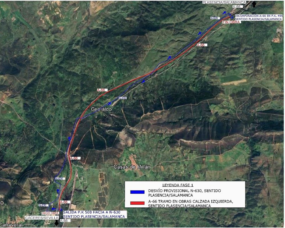 Mapa de las obras en la A-66