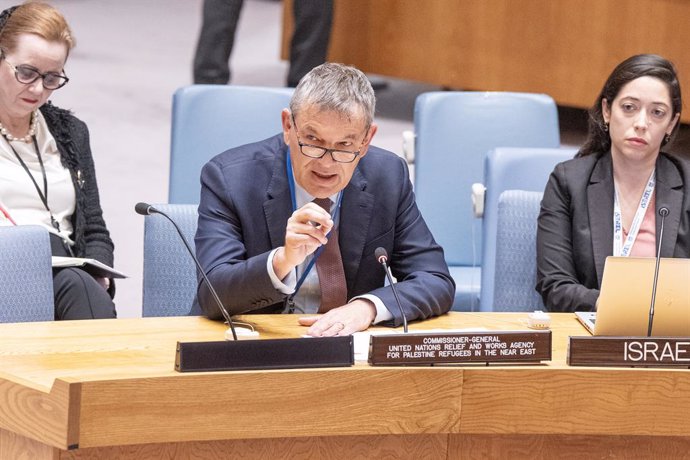 April 17, 2024, New York, New York, United States: Philippe Lazzarini, Commissioner-General of UNRWA speaks during SC meeting on Palestinian question and aqusations against United Nations Relief and Works Agency for Palestine Refugees in the Near East (UN
