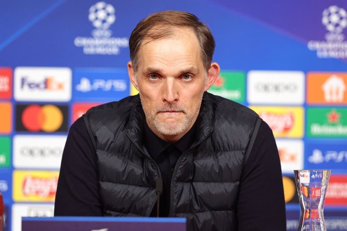 Coach Thomas Tuchel of Bayern Munich at press conference during the UEFA Champions League, Quarter-finals, 2nd leg football match between Bayern Munich and Arsenal on April 17, 2024 at Allianz Arena in Munich, Germany - Photo Marcel Engelbrecht / firo Spo