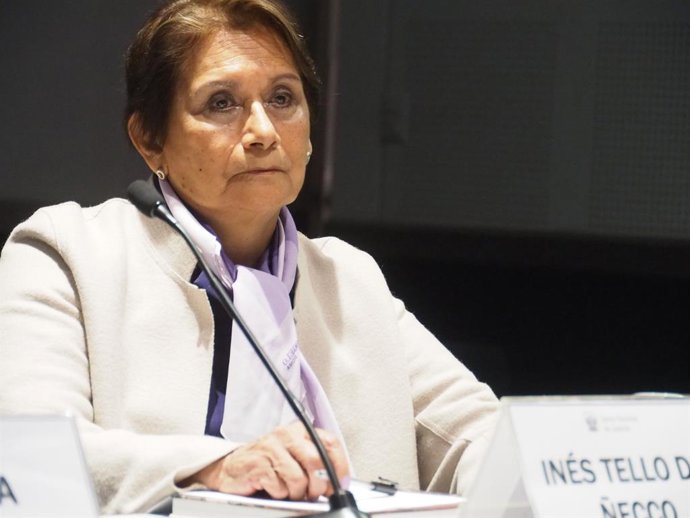 Archivo - October 5, 2023, Lima, Lima, Peru: Ines Tello, member of the National Board of Justice (JNJ), gives a press conference on the ongoing congressional investigation and its effect on the autonomy of the Peruvian Judiciary. On September 7, 2023, t