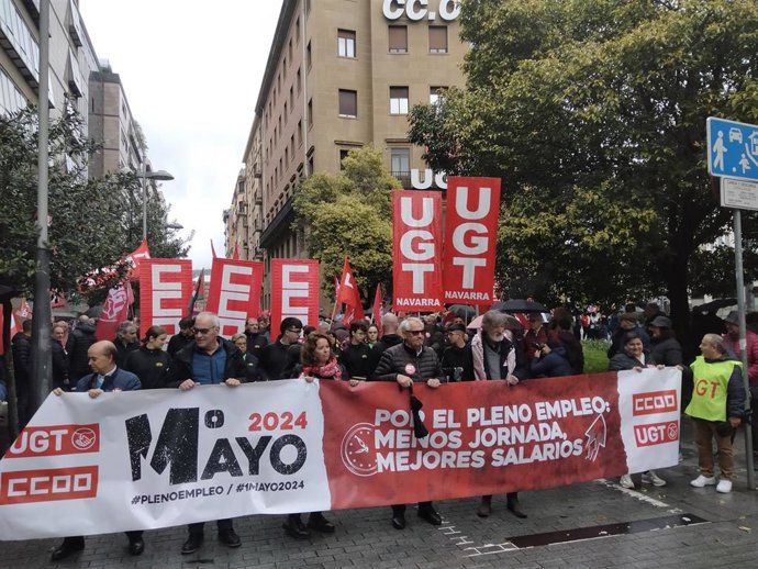 Manifestación del 1 de Mayo de UGT y CCOO en Pamplona.