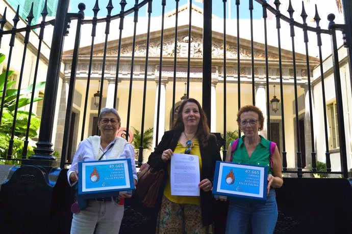 Presentación de firmas en el Parlamento contra el 'ecoresort' de La Palma por parte de Más Canarias y Recortes Cero