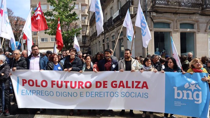 A portavoz nacional do BNG, Ana Pontón, participa na mobilización do Primeiro de Maio