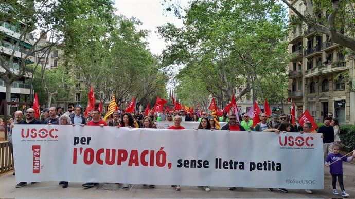 La manifestació d'Usoc a Barcelona per l'1 de Maig