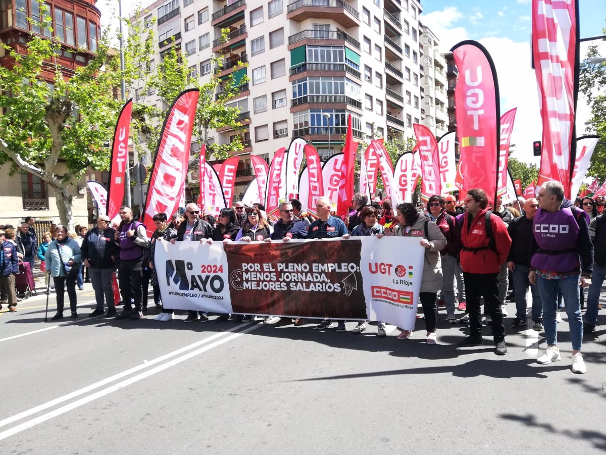 UGT y CCOO reclaman este 1 de Mayo en Logroño  pleno empleo, incremento de salarios y reducción de jornada 