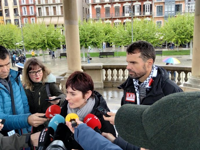 La coordinadora general de LAB, Garbiñe Aranburu, en la Plaza del Castillo en este 1 de Mayo.