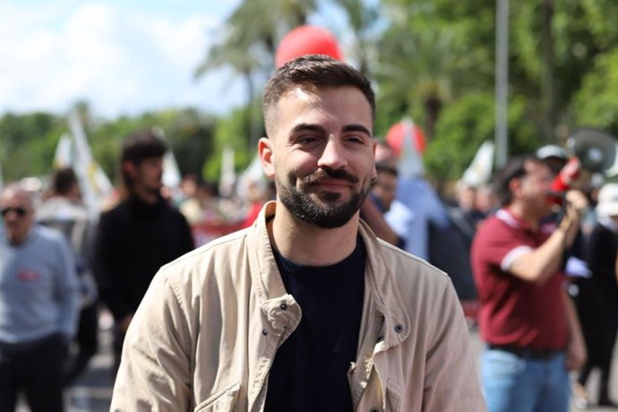 El parlamentario andaluz por Córdoba de Por Andalucía, José Manuel Gómez Jurado, en la manifestación del 1º de Mayo en Córdoba.