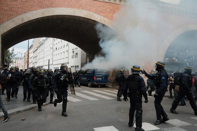 May 1, 2024, Paris, England, France: Various unions come together in Paris for the International Workers Day. The demonstration, a convergence of social, environmental, and feminist struggles, as well as a stand for freedoms, begins at Place de la Répub
