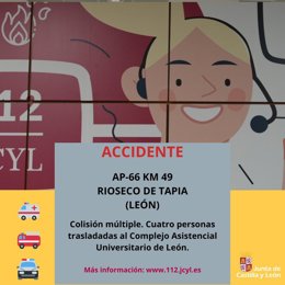 Gráfico elaborado por el 112 con datos sobre la colisión múltiple en la AP-66 en Rioseco de Tapia