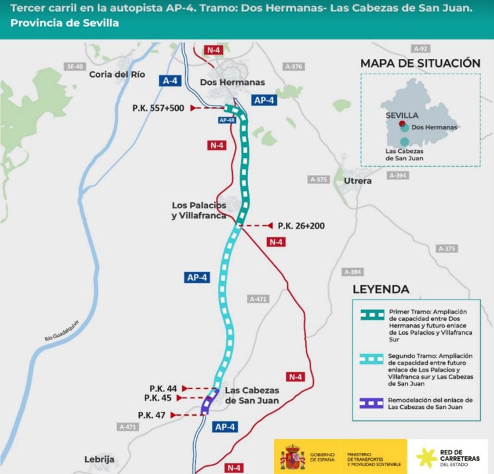 Plano con el tramo de la autovía objeto de estudio.