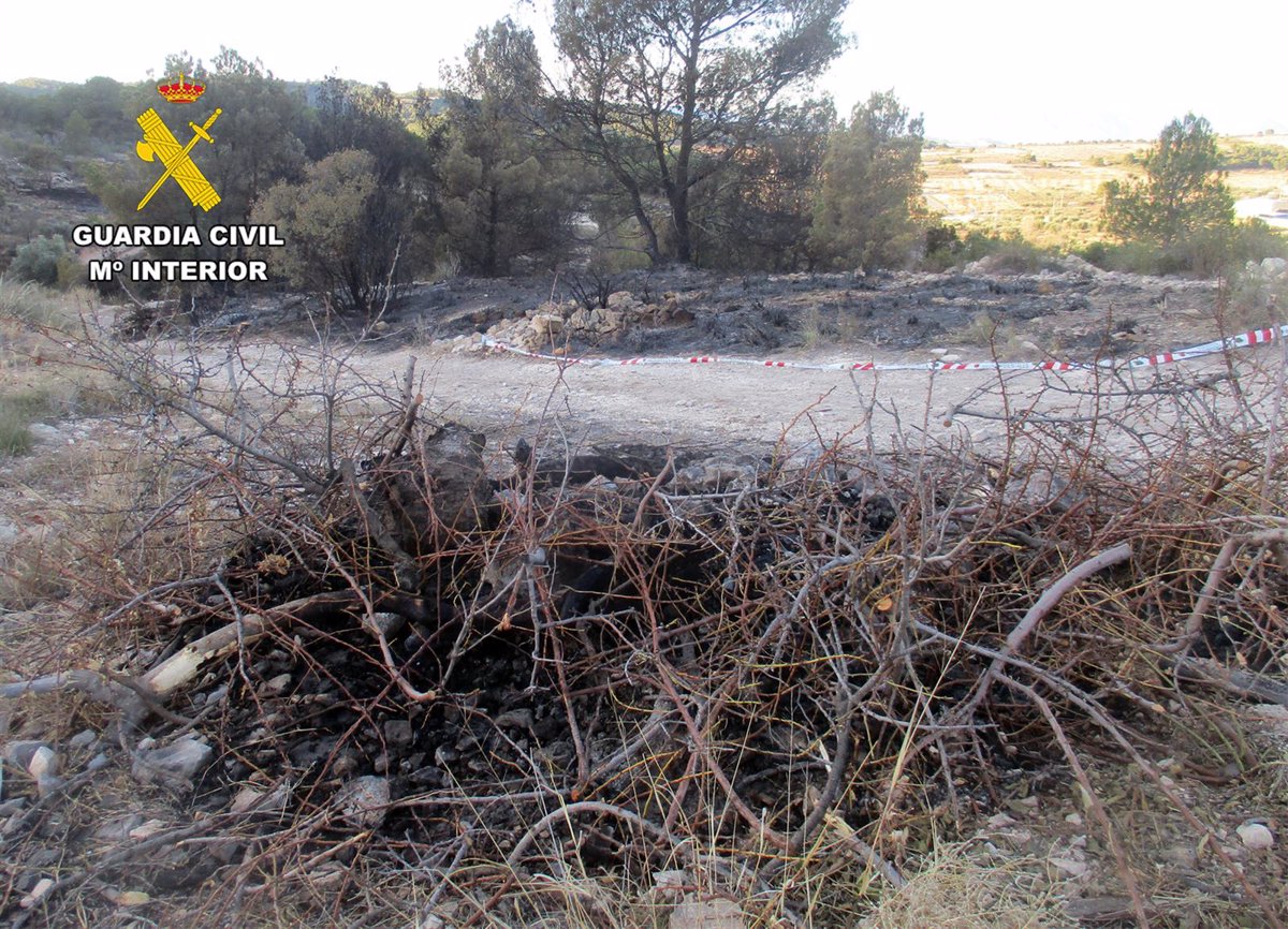 Investigan a un agricultor como presunto autor de un incendio forestal por negligencia en Lorca (Murcia)