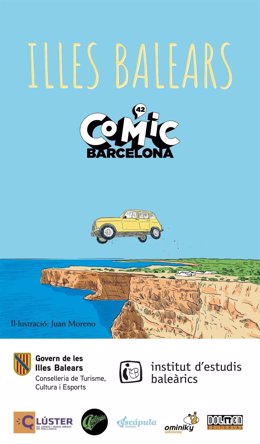Cartel promocional del espacio de Baleares en la Feria del Cómic de Barcelona 2024.