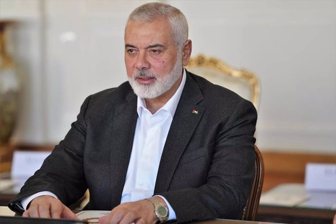 Archivo - March 26, 2024, Tehran, Iran: The Doha-based political bureau chief of the Palestinian Islamist movement Hamas ISMAIL HANIYEH meets the Iranian Foreign Minister (unseen) in Tehran. Haniyeh's visit to Tehran comes a day after a resolution adopted