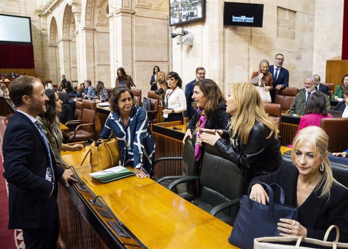 La consejera de Salud y Consumo, Catalina García, en el Pleno del Parlamento andaluz.