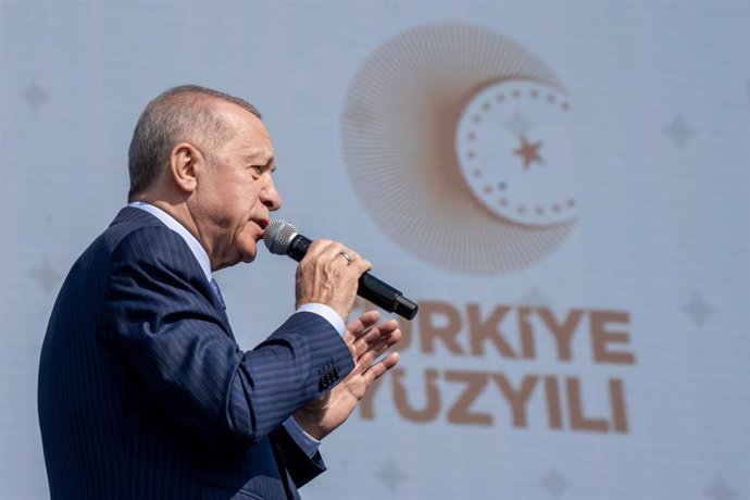 Archivo - March 24, 2024, Bakirkoy, Istanbul, Turkey: Recep Tayyip Erdogan, the President of Turkey, speaks at a Great Istanbul Rally in Istanbul Airport Nation's Garden on March 24, 2024. There will be Turkish Local Elections onÂ MarchÂ 31,Â 2024.