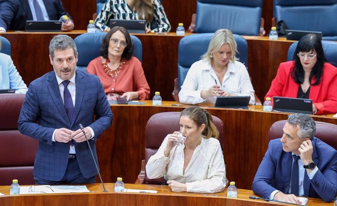 El consejero de Cultura, Turismo y Deporte, Mariano de Paco, interviene durante un pleno en la Asamblea de Madrid, a 11 de abril de 2024, en Madrid (España). 