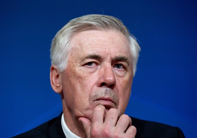 30 April 2024, Bavaria, Munich: Madrid coach Carlo Ancelotti takes part in a press conference after the UEFA Champions League semi-final first leg soccer match between Bayern Munich and Real Madrid at Allianz Arena. Photo: Sven Hoppe/dpa