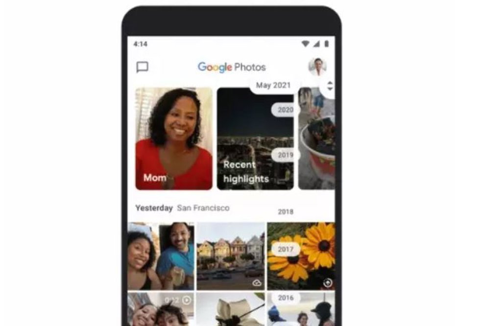 Interfaz de Google Fotos