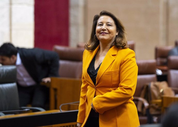 Carmen Crespo, en una foto de archivo en el Parlamento andaluz en su etapa de consejera de Agricultura.