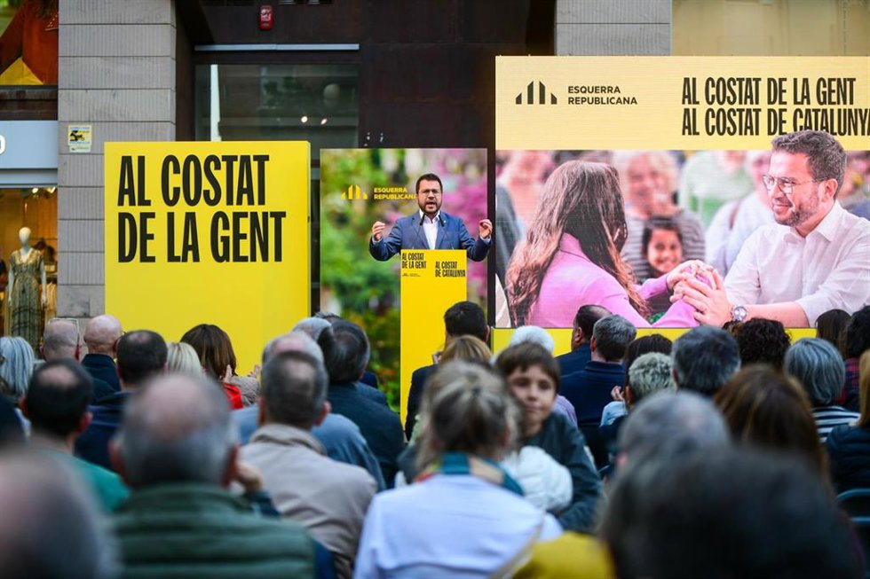 El presidente de la Generalitat y candidato a la reelección, Pere Aragons, en un acto en Lleida.