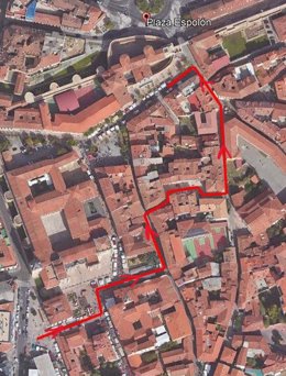 Mapa de las obras de renovación del pavimento en el Arco de la Cárcel modifican este acceso al casco histórico de León