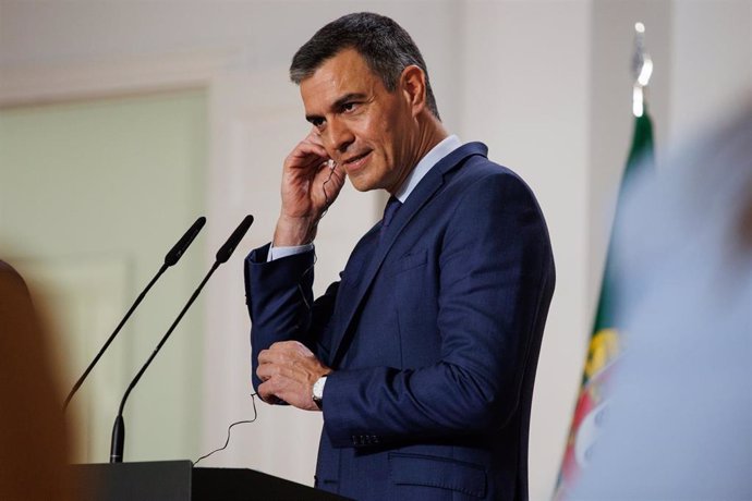 El presidente del Gobierno, Pedro Sánchez, comparece en una rueda de prensa tras una reunión, en el Complejo de la Moncloa, a 15 de abril de 2024, en Madrid (España). 