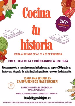 Cartel del concurso gastronómico 'Cocina tu Historia'.