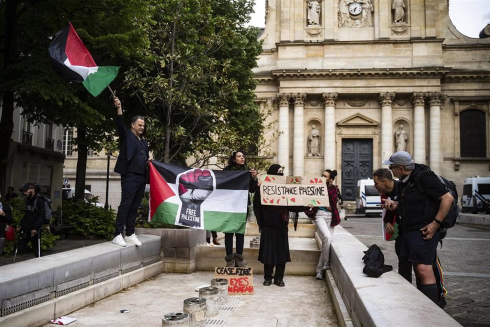 Protesta propalestina en la Universidad de La Sorbona de París