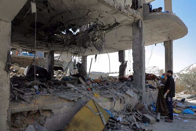 Un edifici destruït a la ciutat de Rafah, al sud de la Franja de Gaza