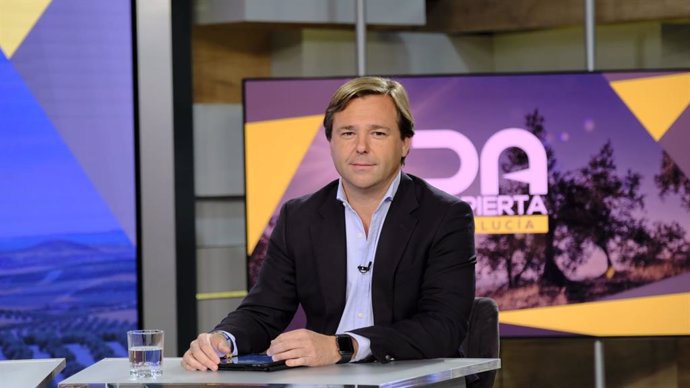 El secretario general del PP-A, Antonio Repullo, este lunes en la entrevista en Canal Sur Televisión.