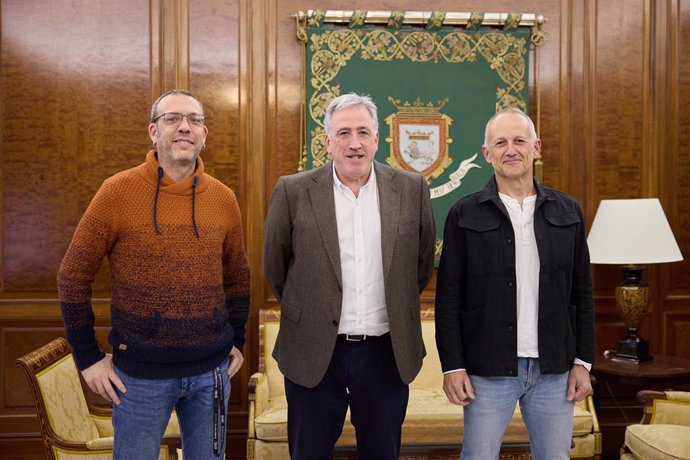 Reunión del alcalde de Pamplona, Joseba Asiron, con el presidente de la Mancomunidad de la Comarca de Pamplona, David Campión