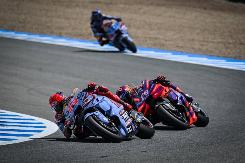 Los pilotos españoles Marc Márquez (Ducati) y Jorge Martín (Ducati), en el Gran Premio de España 2024. 