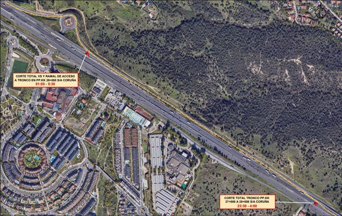 Afectaciones al tráfico en la autovía A-6 por obras de rehabilitación del firme en Las Rozas, Torrelodones y Collado Villalba