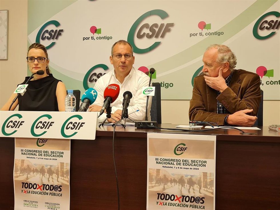 Rueda de prensa de CSIF en su sede nacional, en Madrid a 6 de mayo de 2023