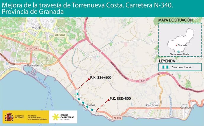 Plano de la actuación prevista en la N-340 en Torrenueva Costa