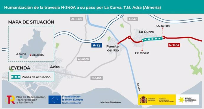 Obras planteadas para el bulevar de La Curva en Adra (Almería).