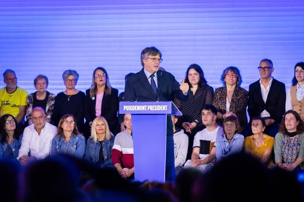 El candidato de Junts+ a las elecciones al Parlament, Carles Puigdemont