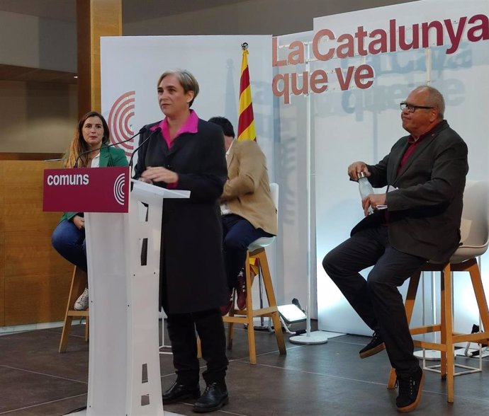 La exalcaldesa de Barcelona y líder de BComú, Ada Colau, en un acto en Castelldefels
