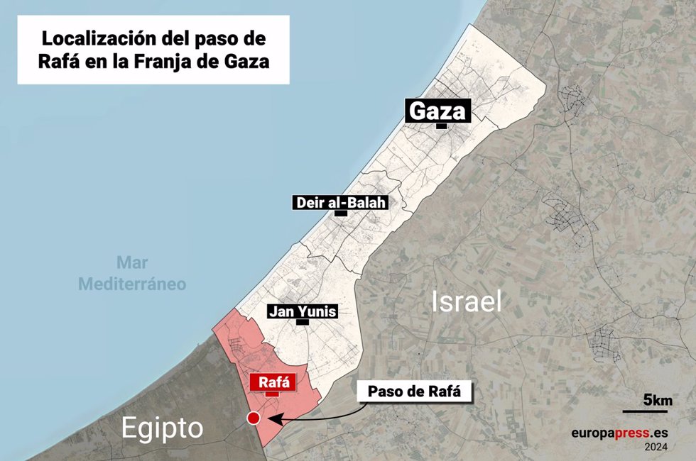 Mapa de la Franja de Gaza