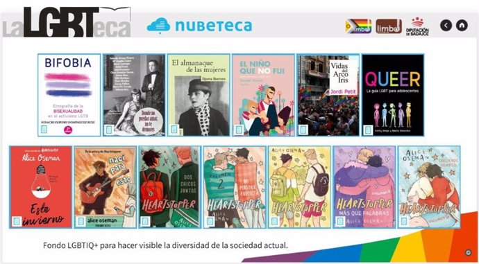 Contenidos de la LGBTeca del catálogo Nubeteca de la Diputación de Badajoz.
